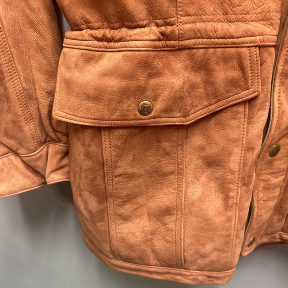 THE TERRITORY AHEAD 1990 Tan LEATHER Heavy Duty Mens L Ranch Field Zip Jacket - Picture 5 of 16